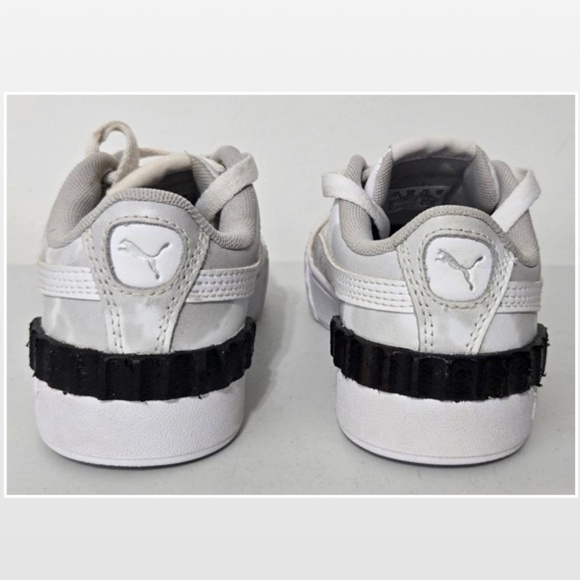 Puma Shoes Kids Size 12.5 White Leather Black Carina Lift Graphic Platform Youth - Picture 10 of 14